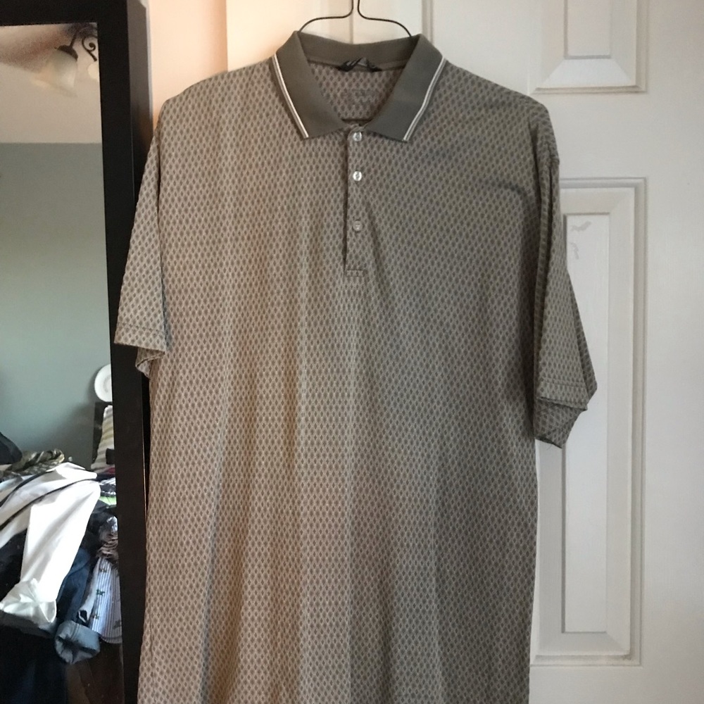 Large, patterned Bugle Boy shirt.
